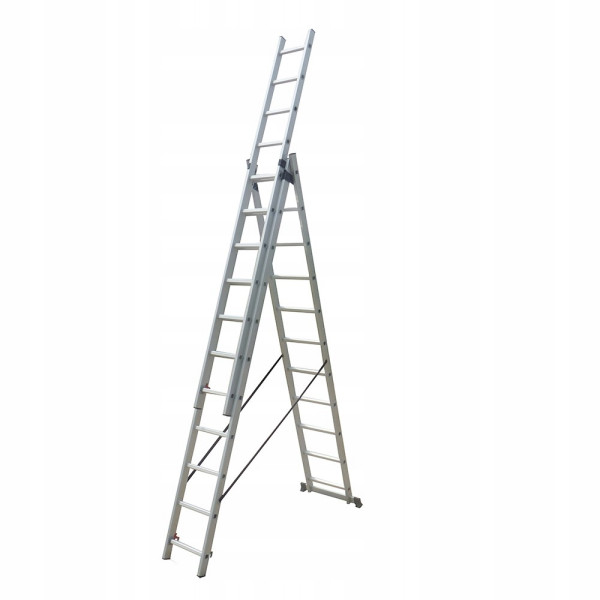 Drabina Aluminiowa 3x11 stopni Wielofunkcyjna Uniwersalna wys. Robocza 8,2m