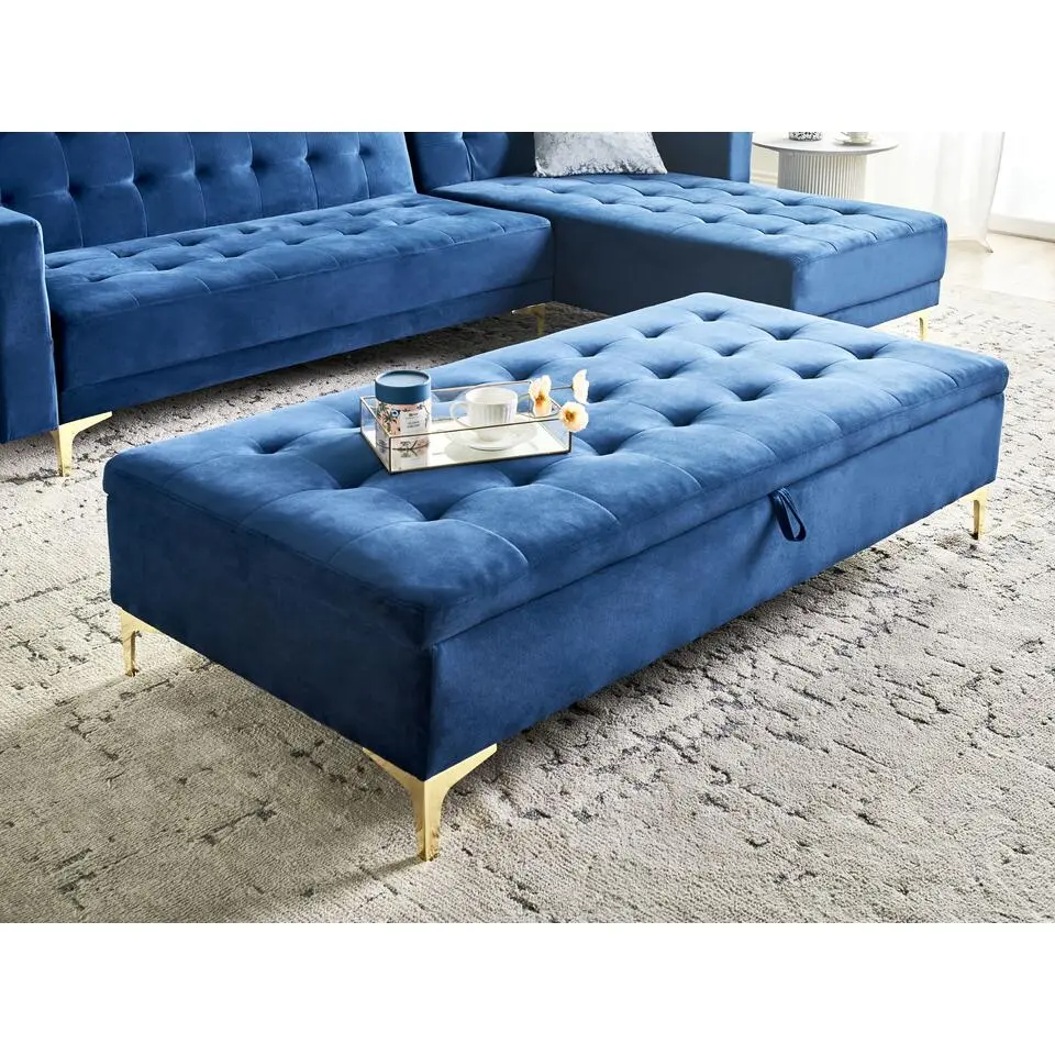 ABERDEEN - Ottomaan met opbergruimte - Marineblauw - Fluweel
