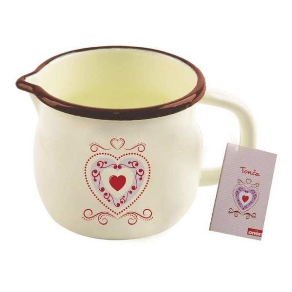 Kubek / garnek emaliowany z uchwytem TONCA 1,2 l