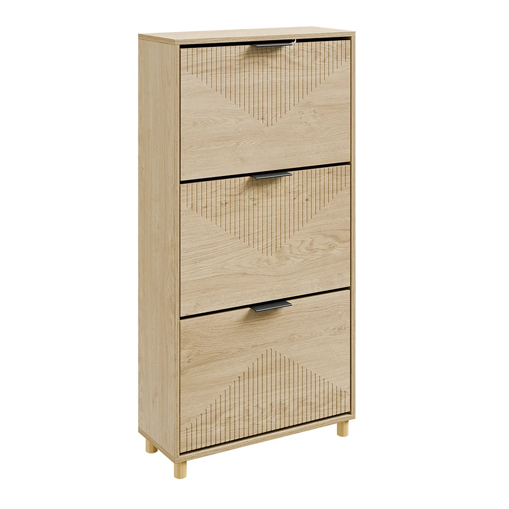 SoBuy Szafka na buty z 3 szufladami Jasny dąb 60x24x120cm FSR213-N