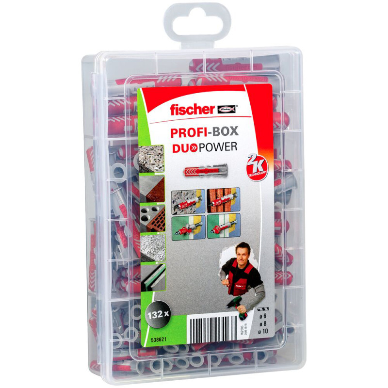 Assortiment de chevilles Profil-Box DuoPower en nylon avec collerette 132 pièces