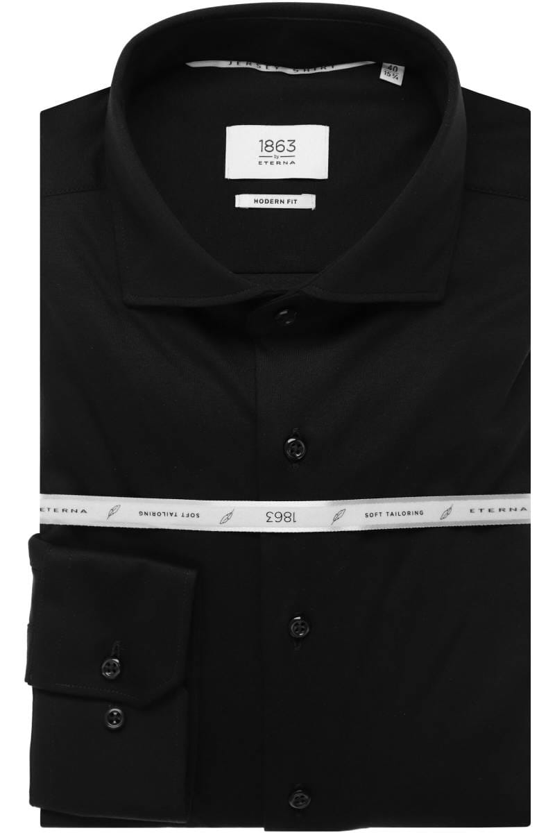 ETERNA 1863 Soft Tailoring Modern Fit Jerseyhemd schwarz, Einfarbig
