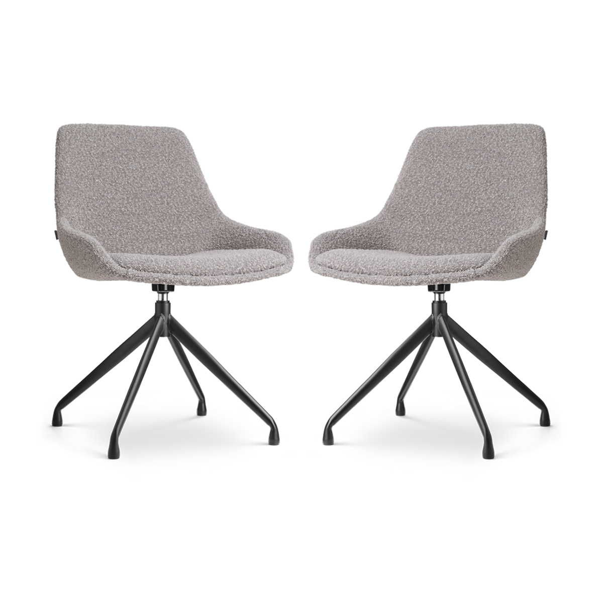 Nolon Nola-Isa Draaibare Eetkamerstoelen Bouclé Taupe - Zwart - 2x
