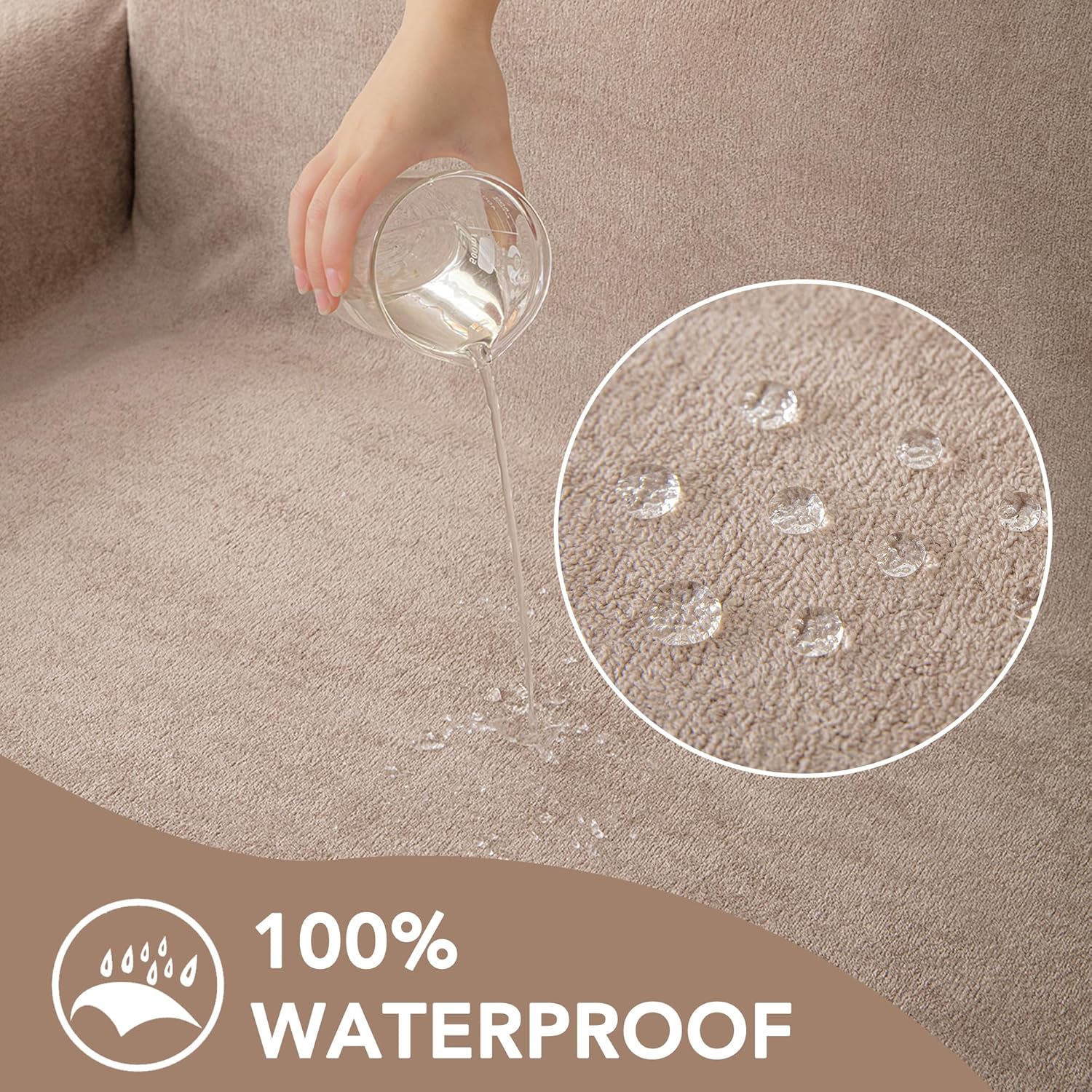 Waterproof Couch Covers for 4 Cushion, Non Slip Cat-Scratch Resistant Sofa Couch Covers for Dogs, L Shape Sectional Protectors Slipcovers, Large Furniture Covers for Pets, 91 x 150, Khaki