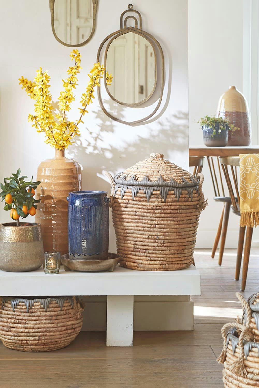 BELLIA - Vase bouteille en terre cuite ocre H50