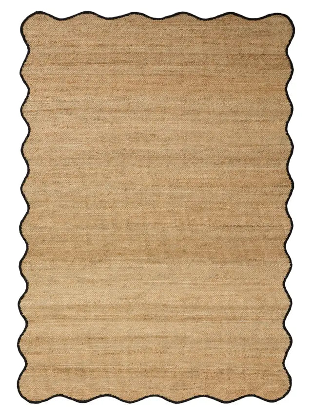 Mrcarpet jute vloerkleed Scallop - wafelstructuur - naturel/antraciet - 140 x 200 cm