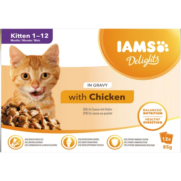 Katzen-Nassfutter »Delights«, 12 Stück, je 85 g, Huhn