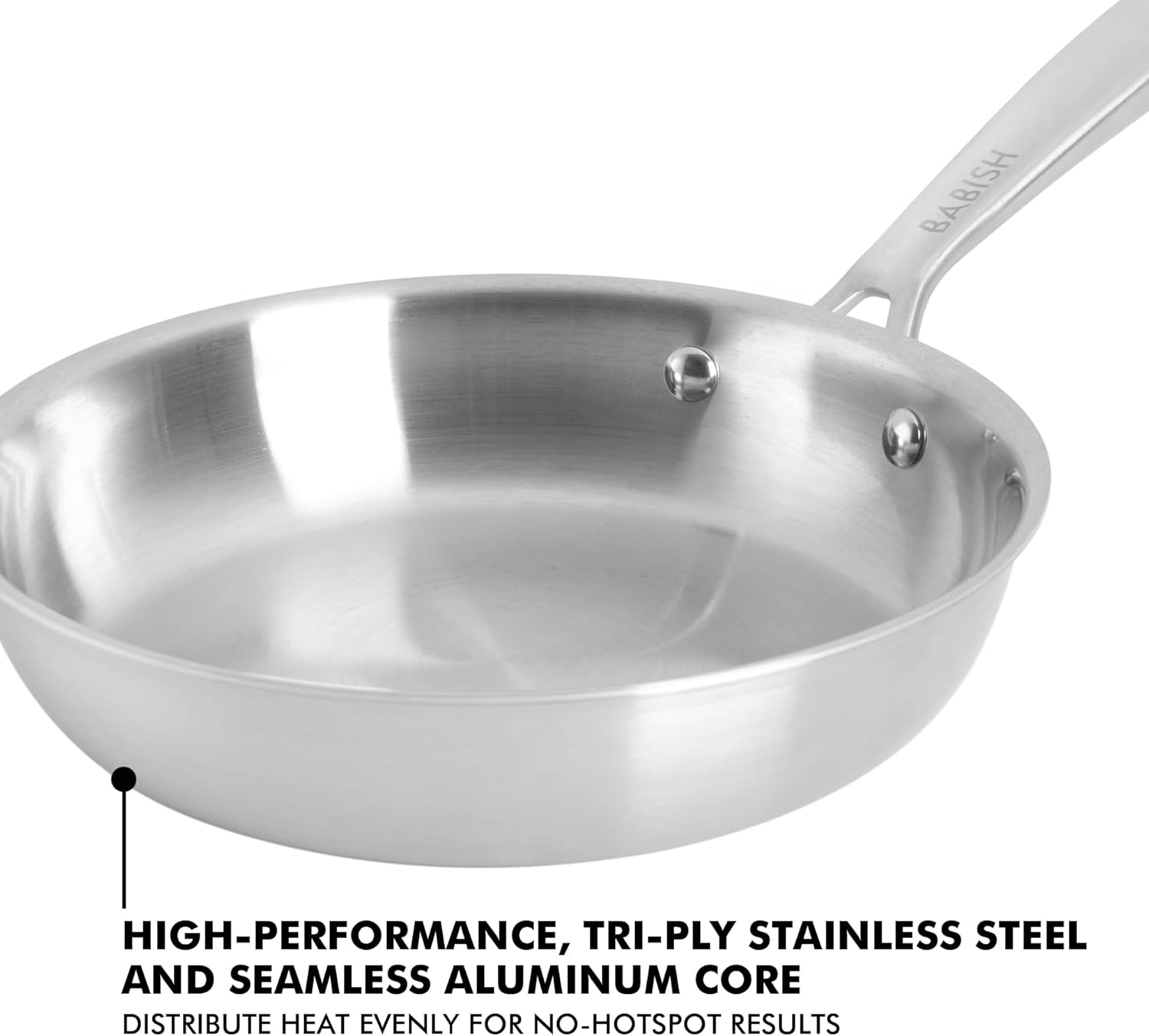 Babish 8 Inch Stainless Steel Triply Professional Grade Fry Pan