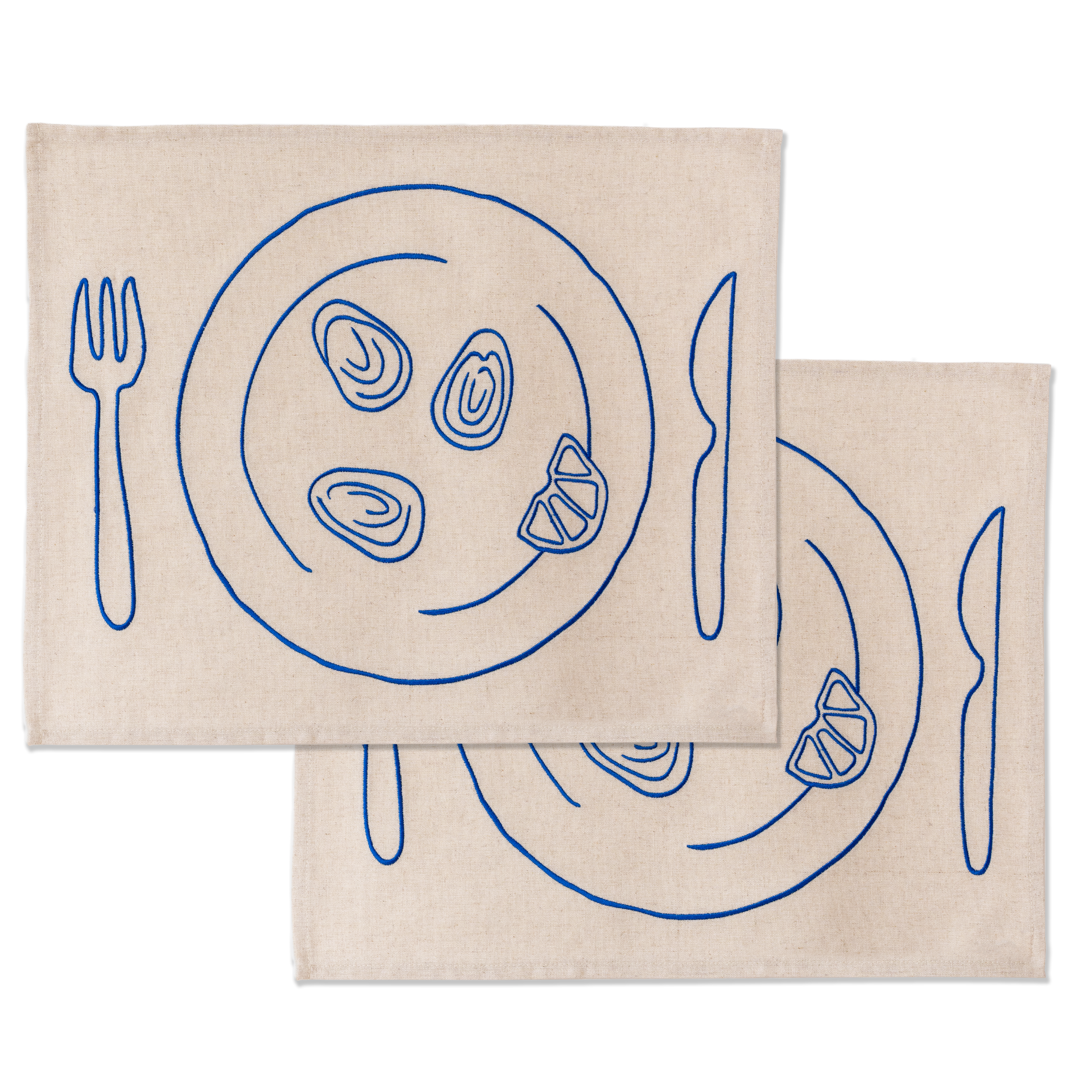 Kulu Club placemats - bord met oesters - linnenmix - set van 2