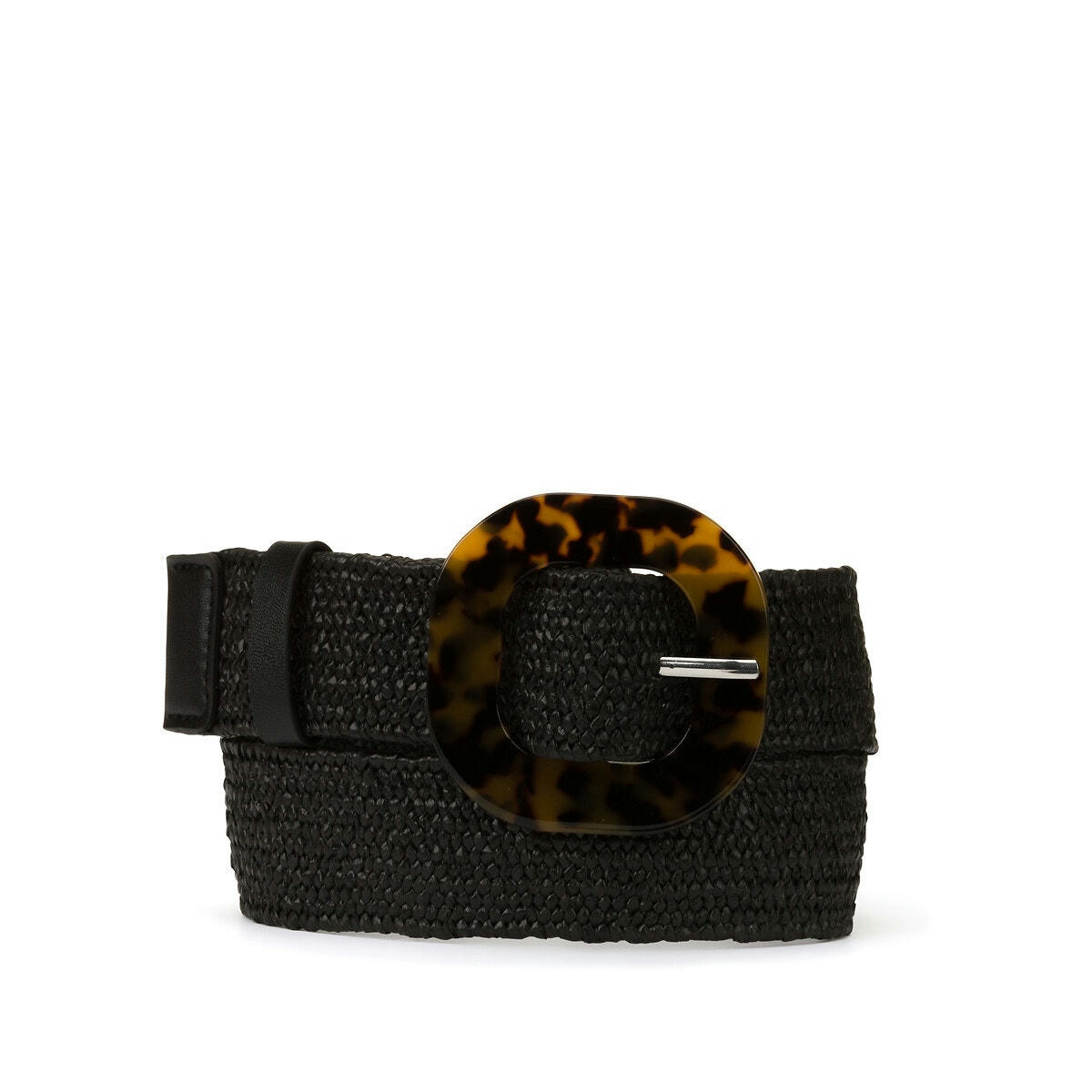 Ceinture large en raphia, boucle écaille