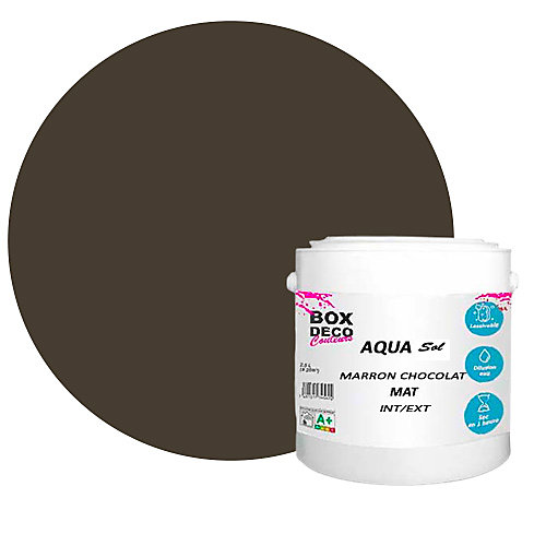 Marron Chocolat Peinture Sol exterieur/interieur acrylique haute resistance aspect mat Aqua Sol Marron chocolat- 2.5Kg