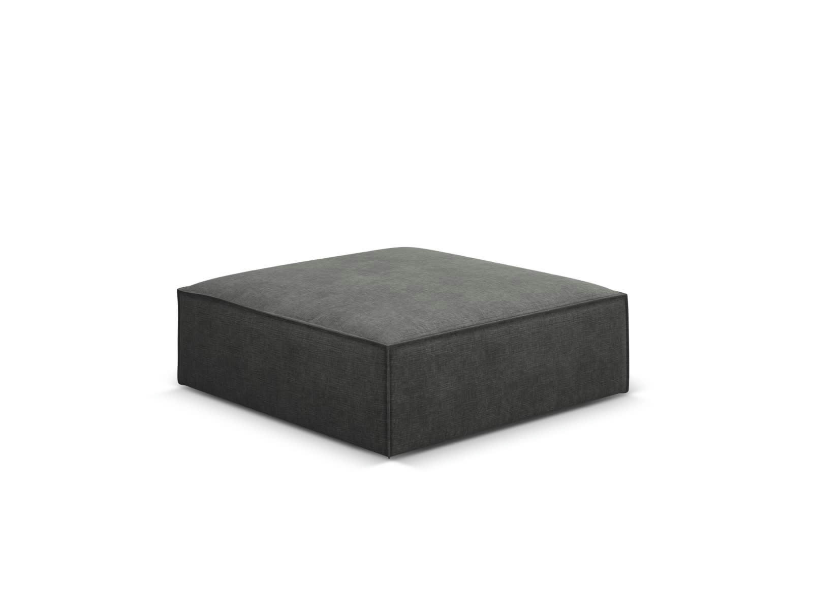 KAELLE - Pouf 1 place en tissu chenille gris foncé