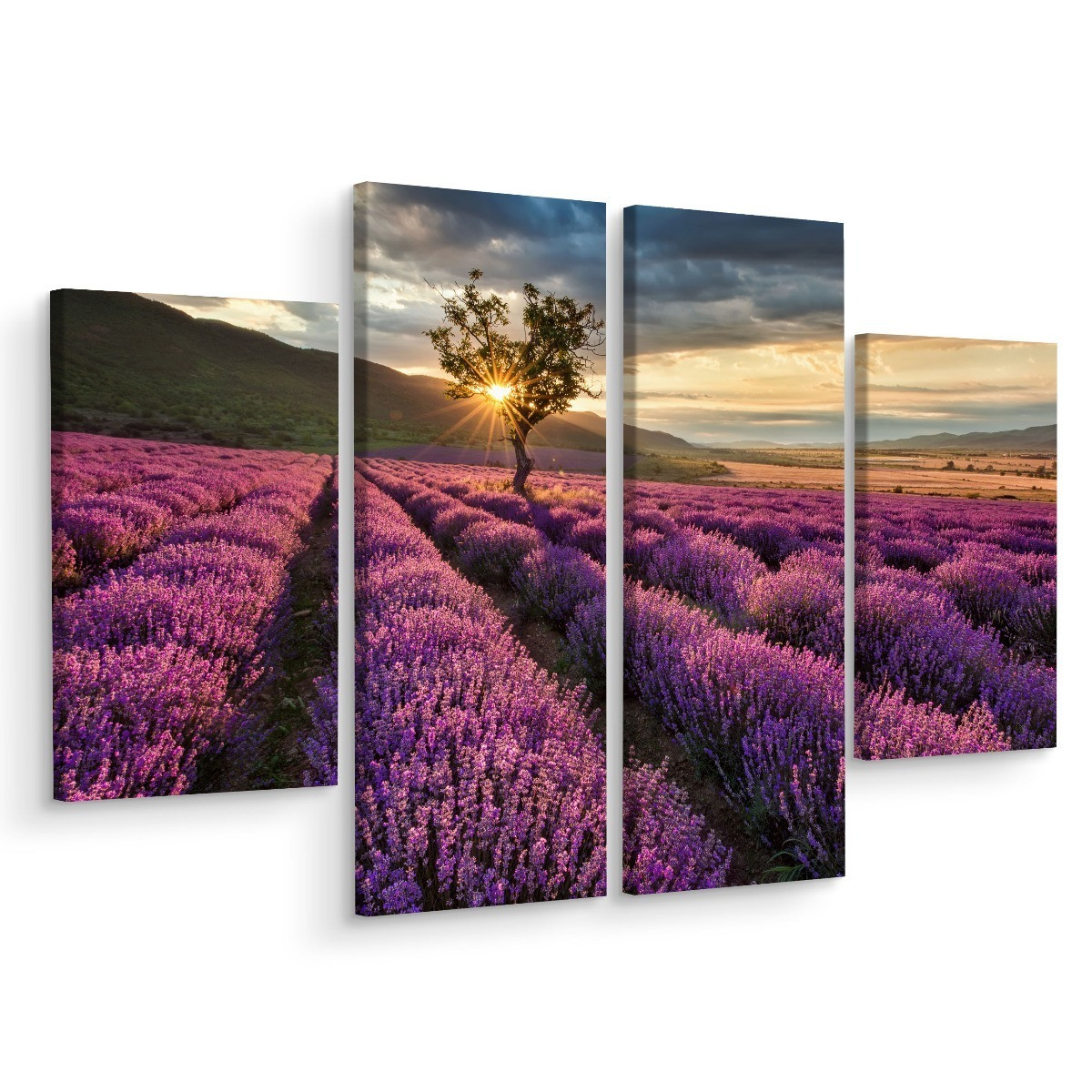 Obraz 4-Częściowy Pole LAWENDY Pejzaż 3D 80x60cm