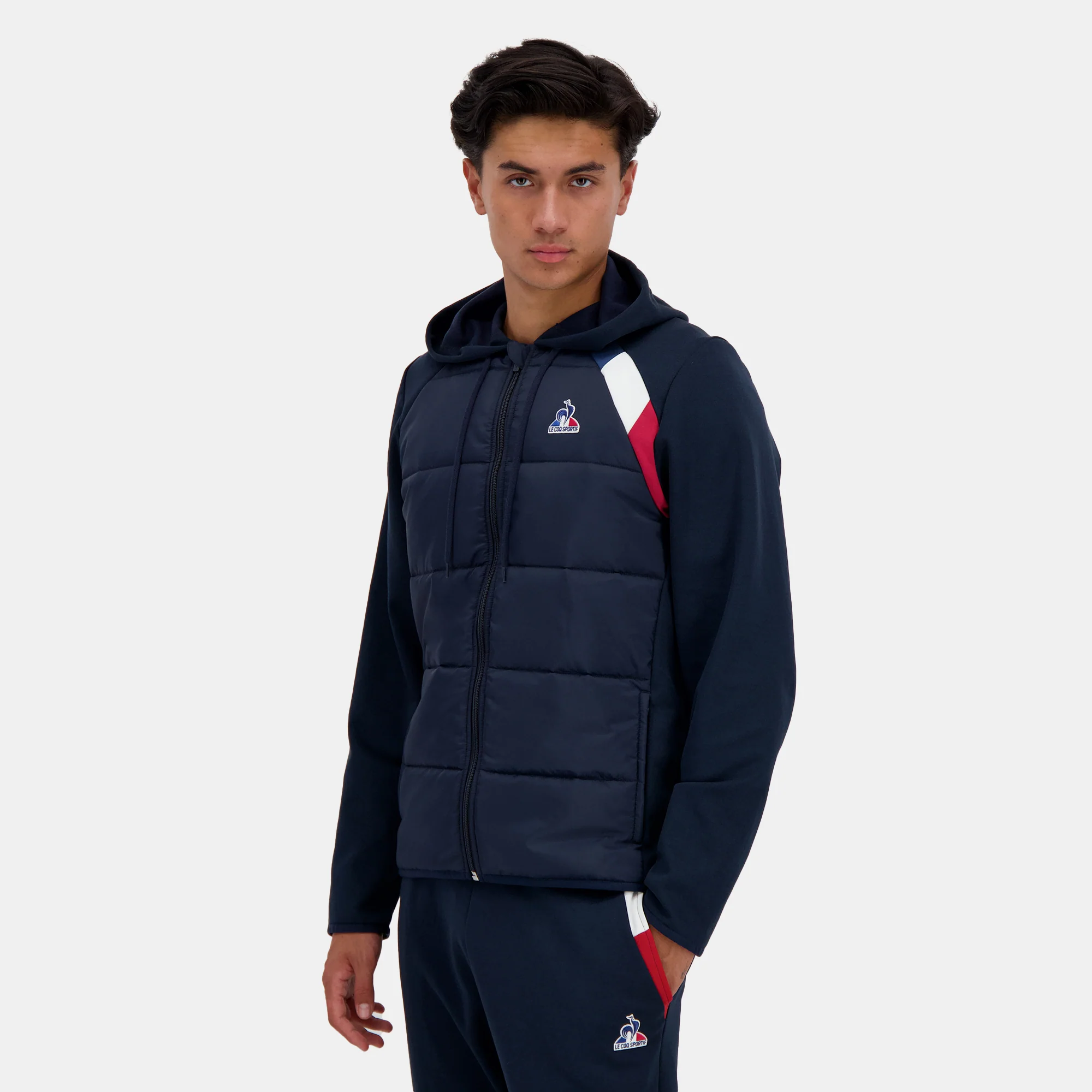 Sweat zippé à capuche Homme Tricolore