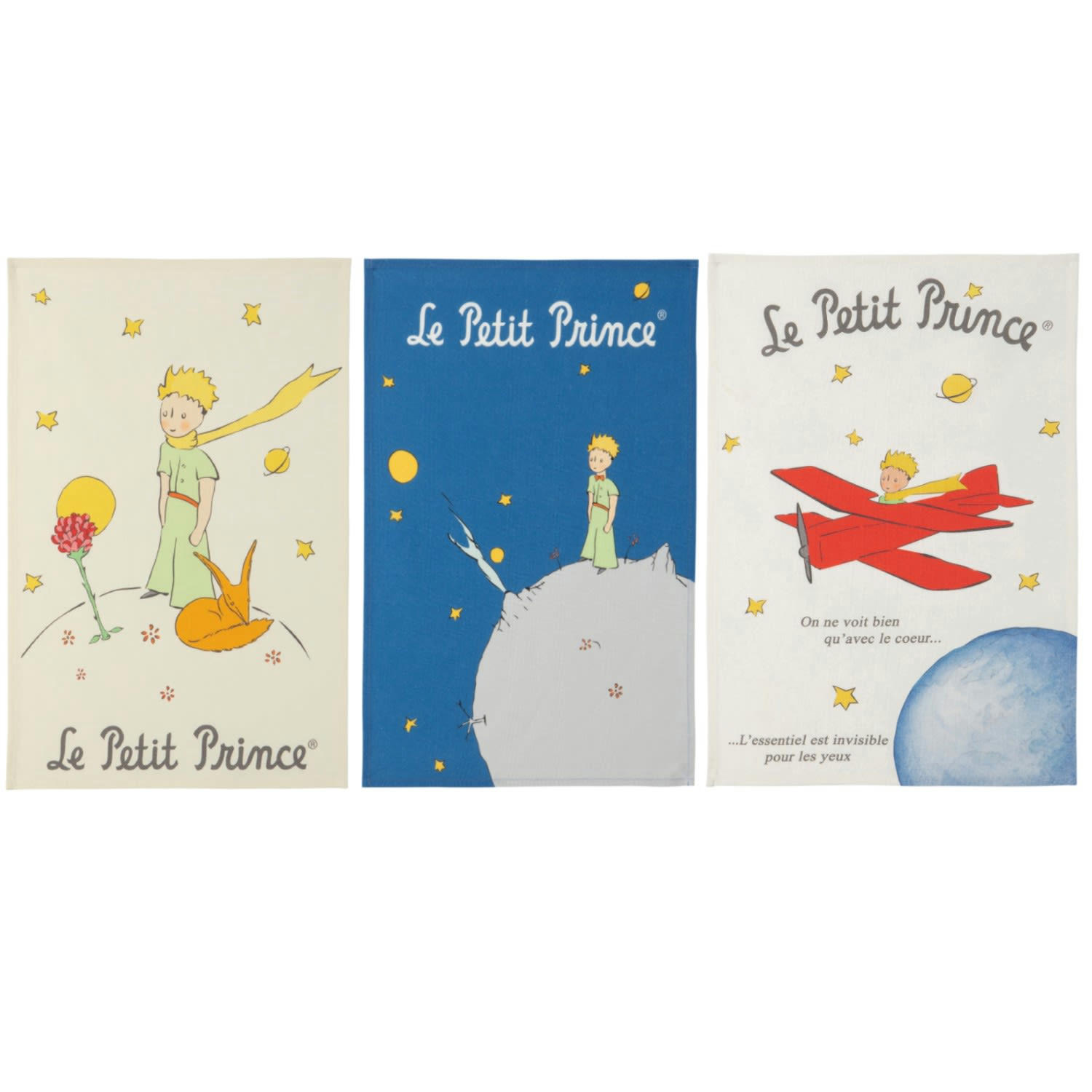 VOYAGES DU MONDE - Boite 3 torchons  en coton  blanc 50x75