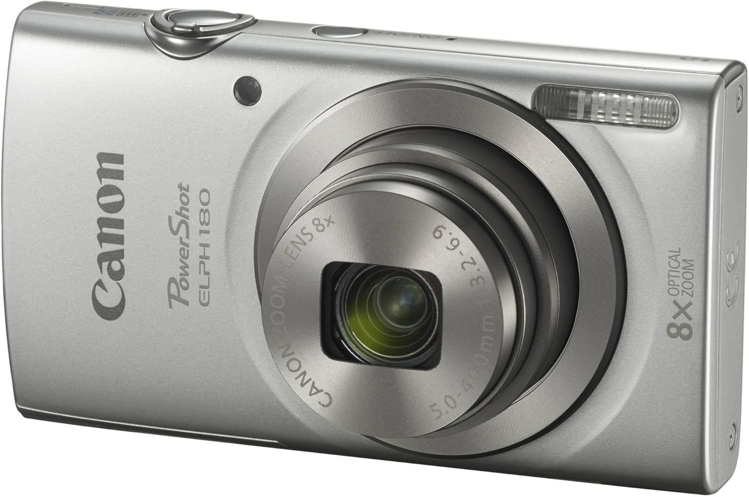 Canon PowerShot ELPH 180 Digital Camera Bundle (Silver) Compact Point and Shoot with Optical Zoom | Easy Controls Lightweight Design for Travel Family and Everyday Photography with Case and 64GB Card
