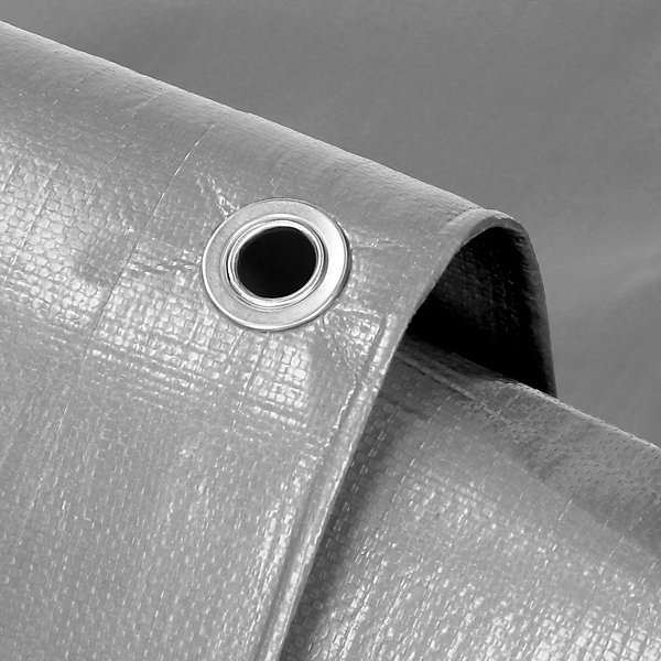 Bâche de couverture étanche protection en PE avec oeillets 8x12 m 260 g/m² gris