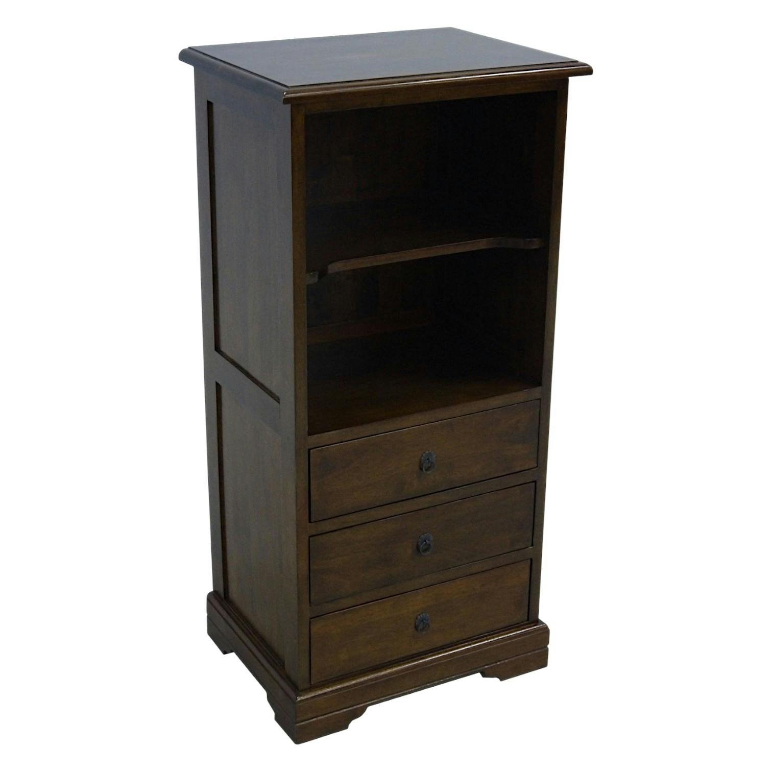 Meuble de rangement Hévéa 3 tiroirs, 2 niches 53x40x110cm TRADITION