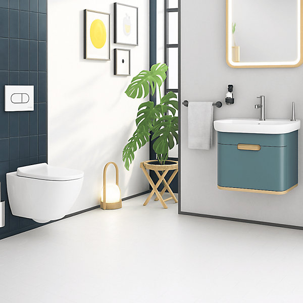 Pack WC suspendu VITRA Sento blanc   bâti autoportant V-Fix Core   Plaque Round Blanche