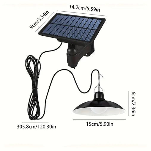 NNETM Double Head Solar Hanging Light Motion Sensor - LED Pendant Lamp with Remote Control