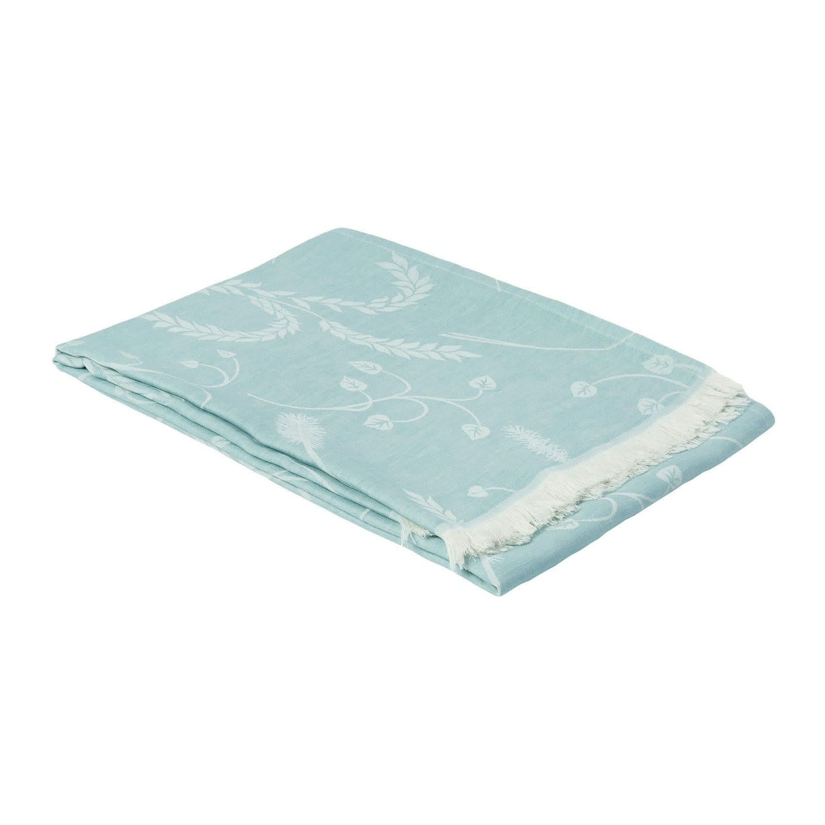 CHAUSEY - Plaid en lin et coton motif épis de blé coton/lin bleu 130x170 cm