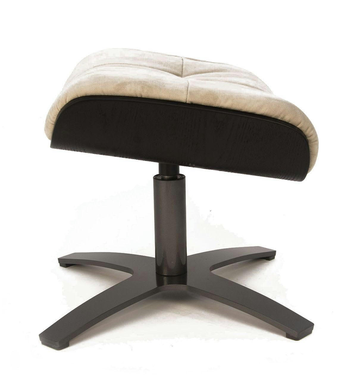 VÉGA - Pouf Velours et Chêne Noir - Velours Beige