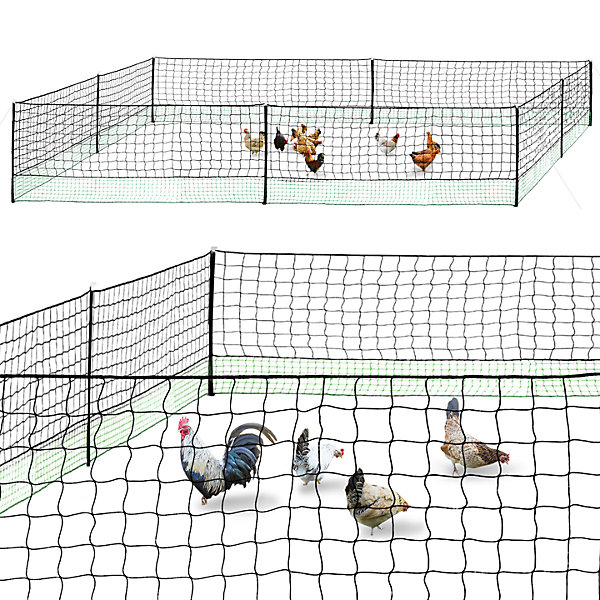 Kit clôture filet à poules 24 M avec porte 9 piquets double pointe
