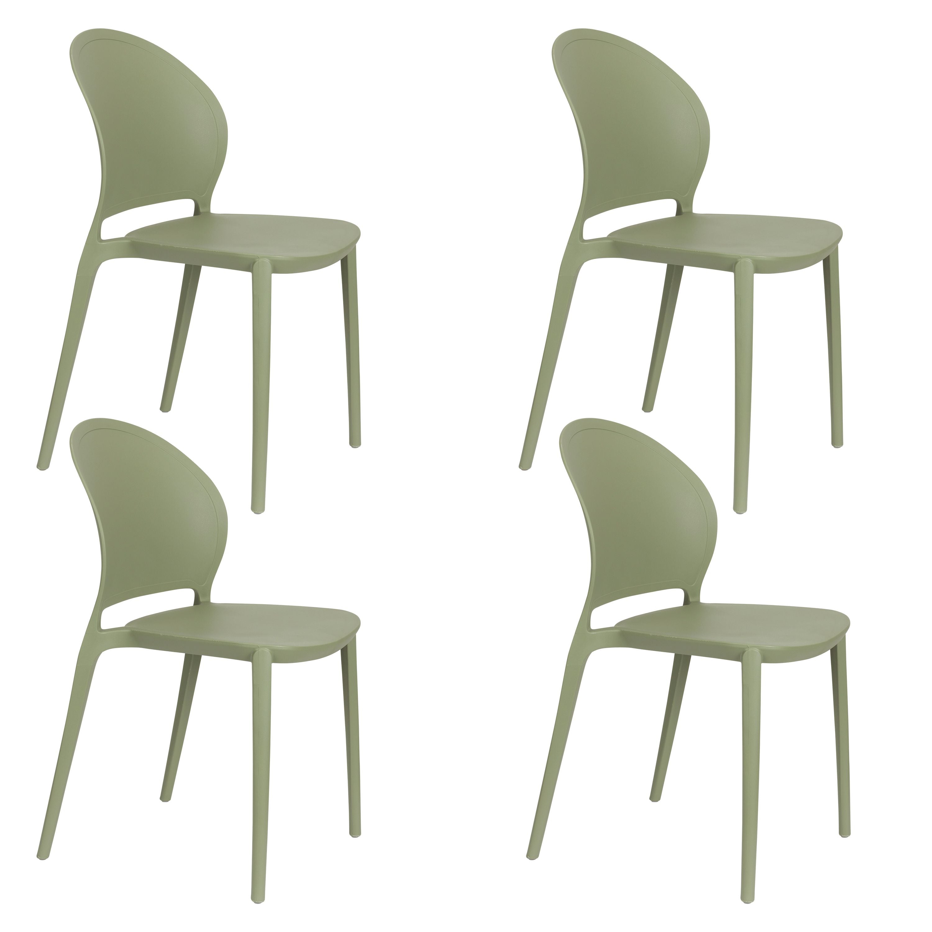 Housecraft Living Sjoerd Tuinstoelen/ Eetkamerstoel Kunststof Groen - Set van 4