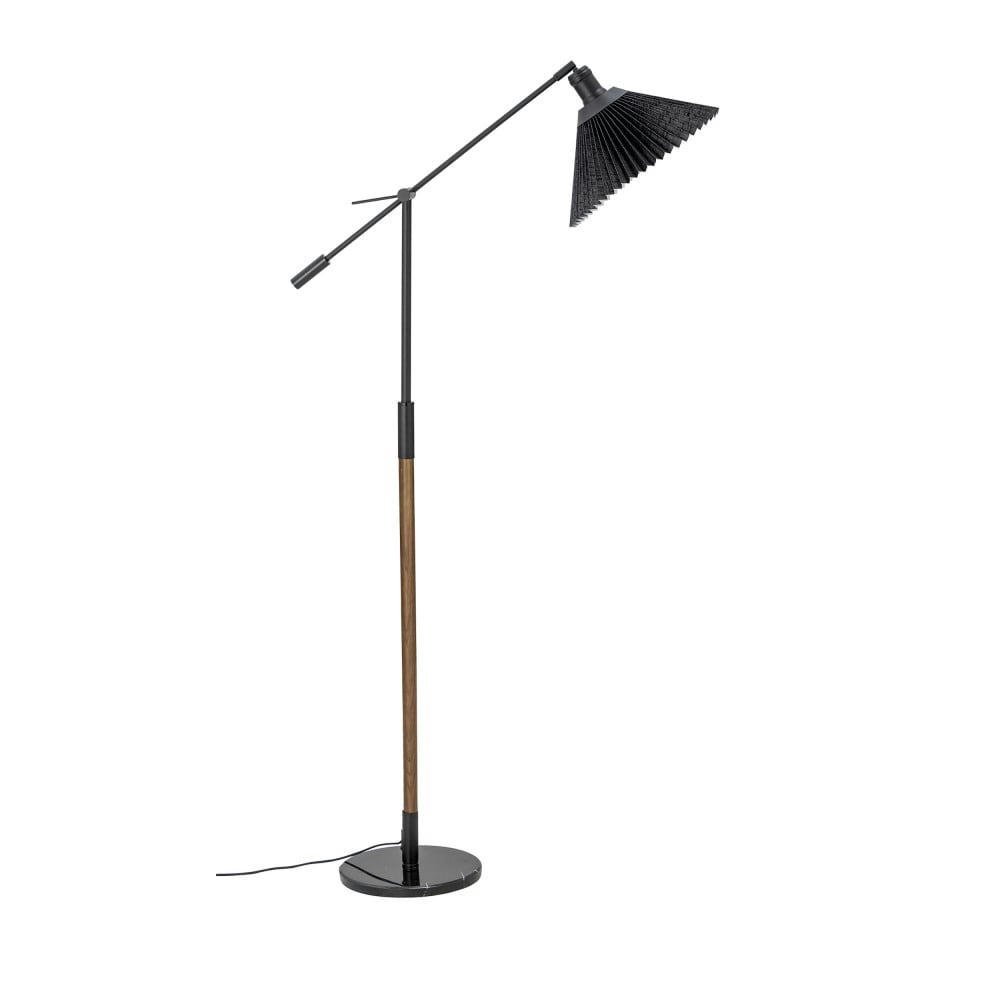 POLUS - Lampadaire en bois et métal bois foncé  et  noir