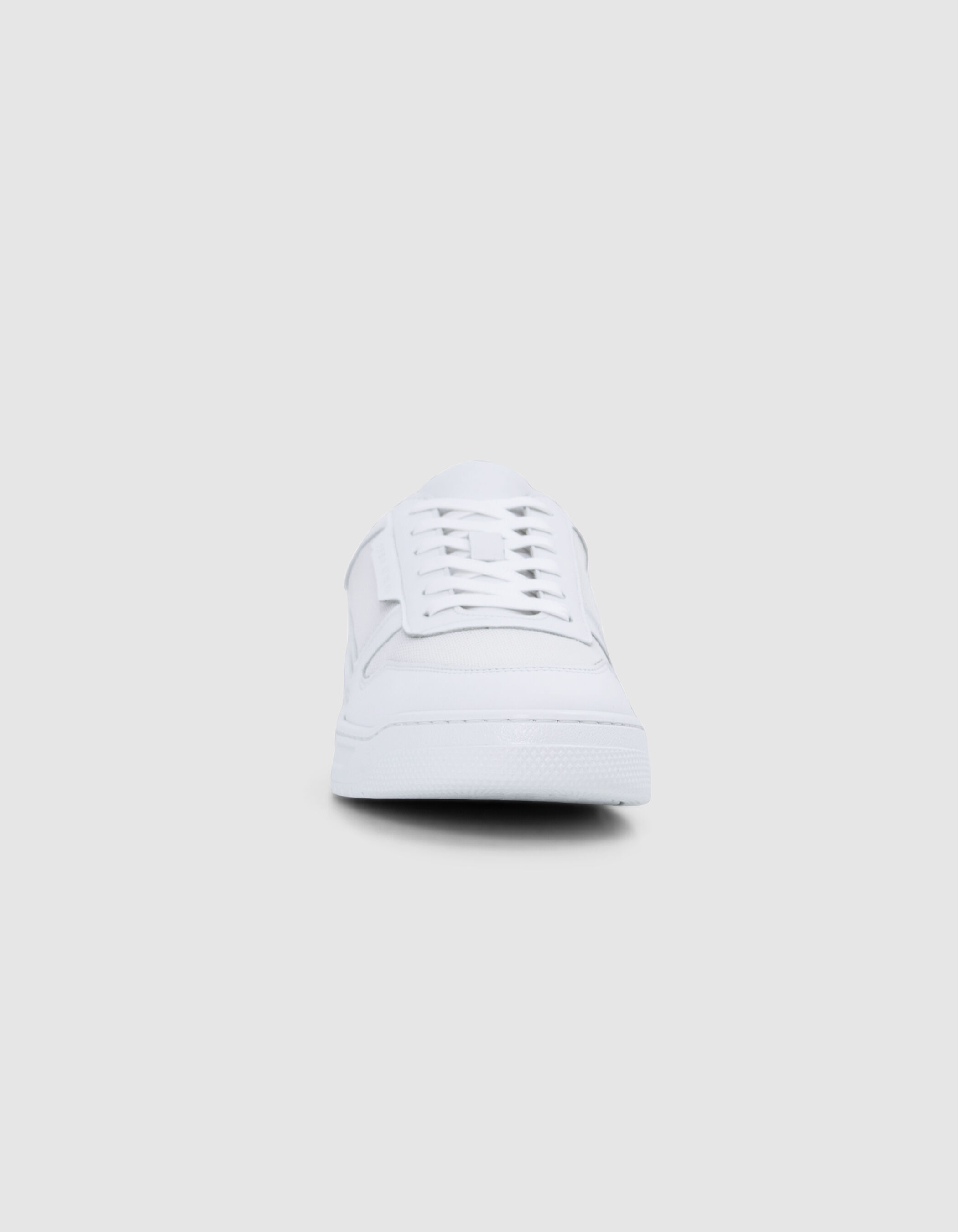 Baskets blanches bi-matières Homme