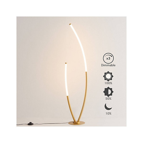 Lampadaire doré deux arcs ultra design LED dimmable - Moa