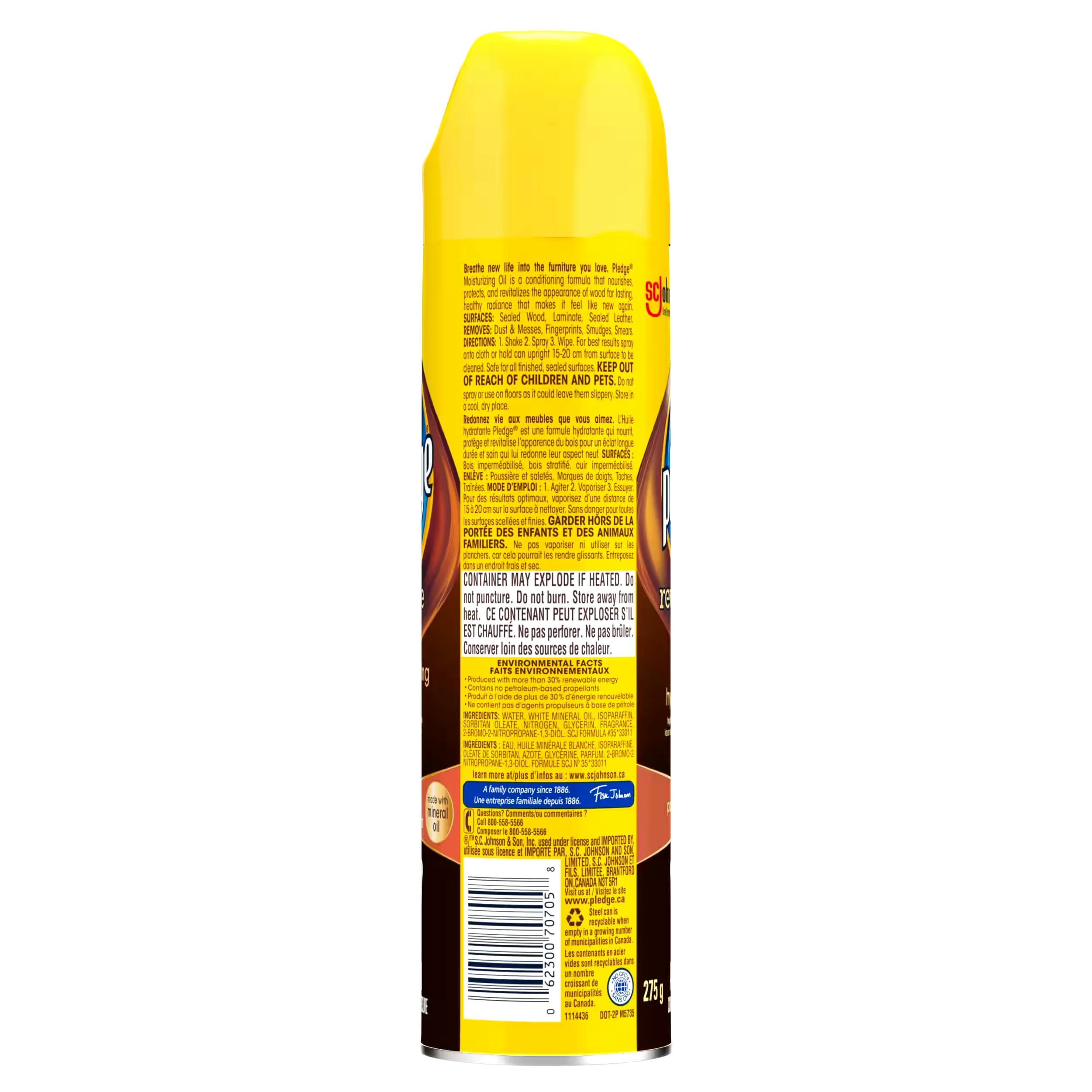 Pledge Revive Moisturizing Oil Spray, Amber and Argan Scent, 275-g