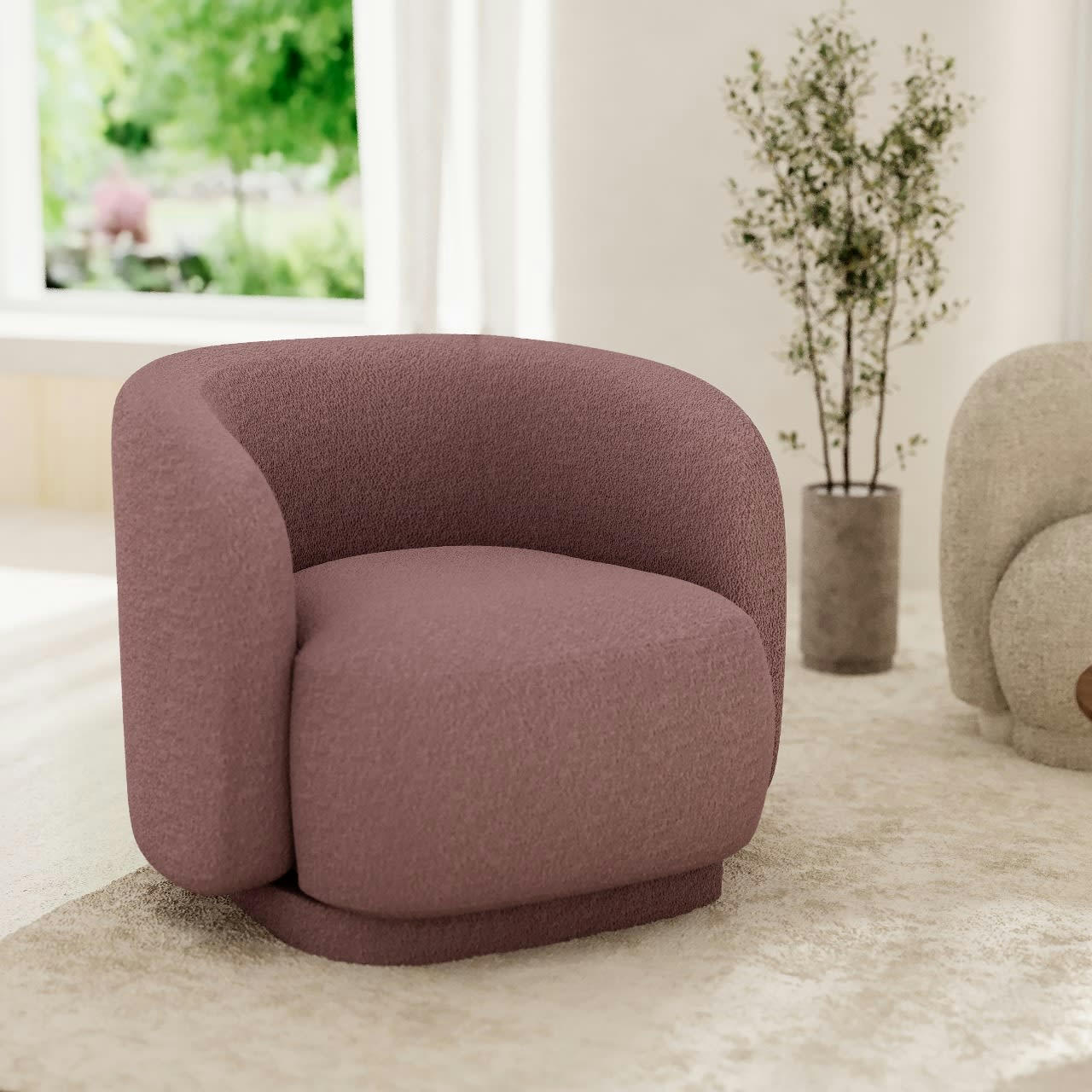 VICTORIA - Fauteuil bouclette couleur rose