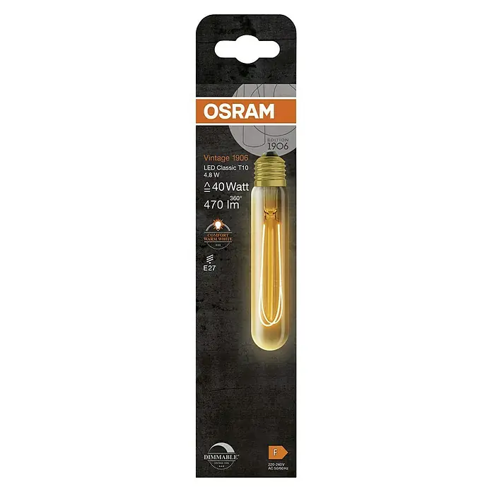 LYSPÆRE OSRAM VINTAGE 1906 LED TUB GULL 822 E27 4,8W