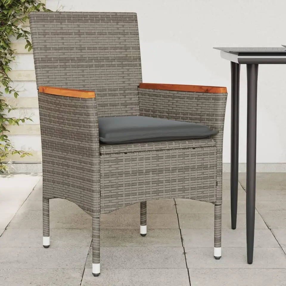vidaXL - Tuinstoelen - Kussens - Grijs - Poly rattan - 2 stuks