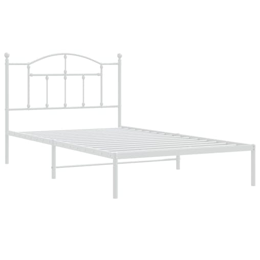 NNEVL Metal Bed Frame with Headboard White 107x203 cm King Single