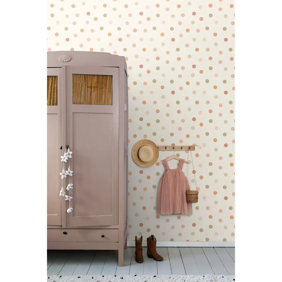 ESTAhome behang stip beige en meerkleurig - 50 x 900 cm