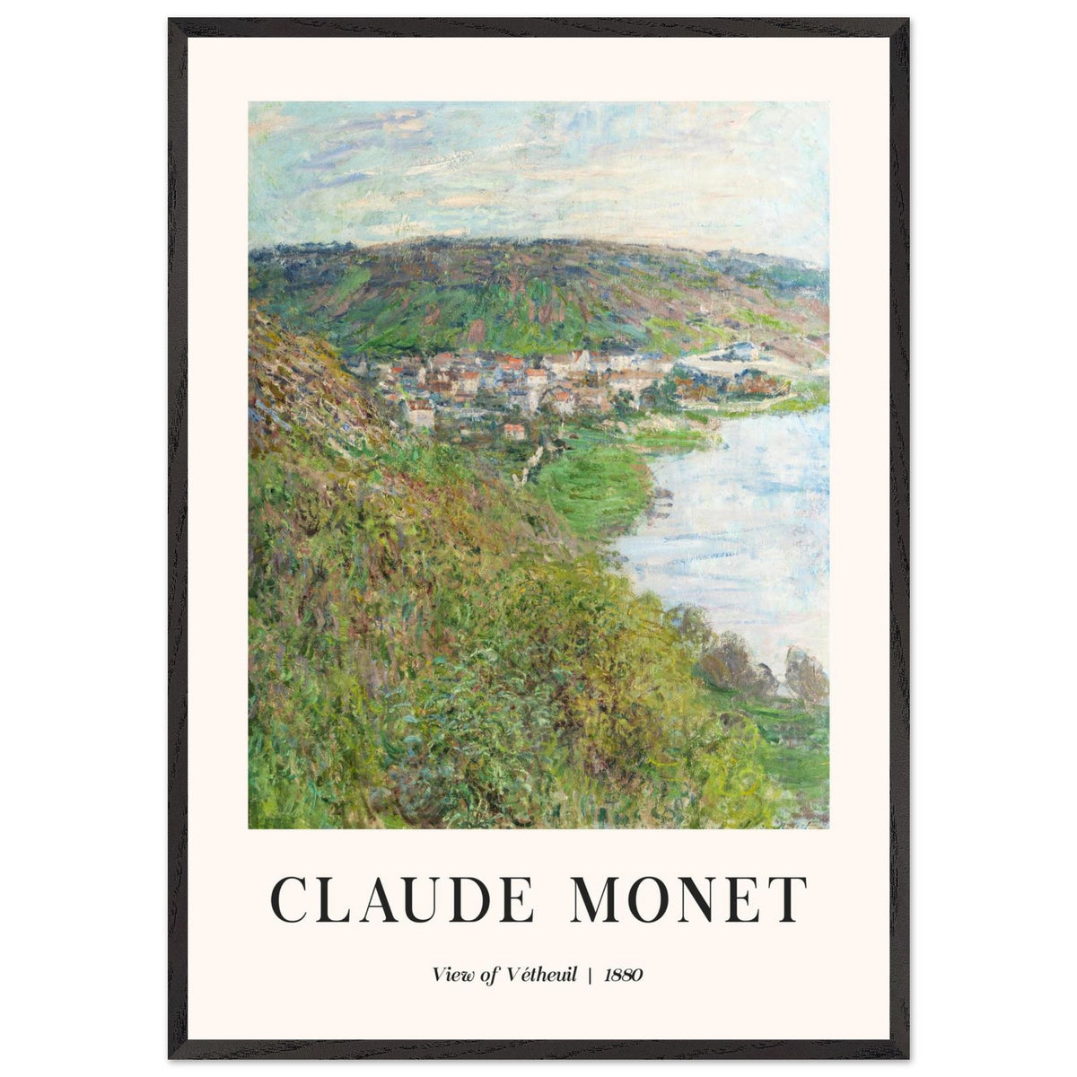 Artfulprints Poster met Lijst Claude Monet - View of Vétheuil  - 70x100 cm - Groen
