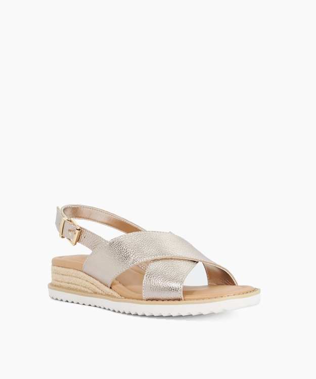Lemesos Gold - Low Raffia Wedge Sandals