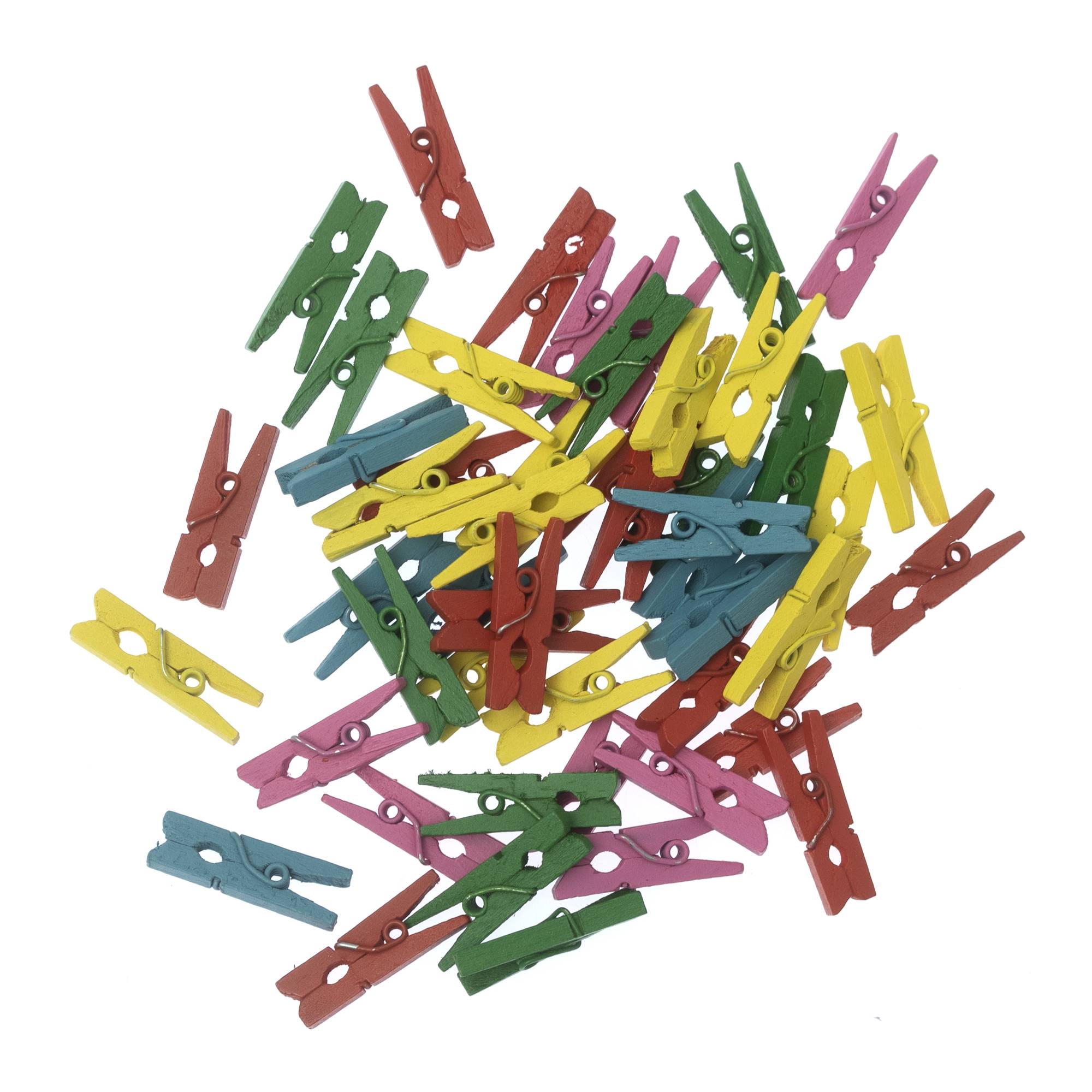 Mini Bright Wooden Pegs 50 Pack