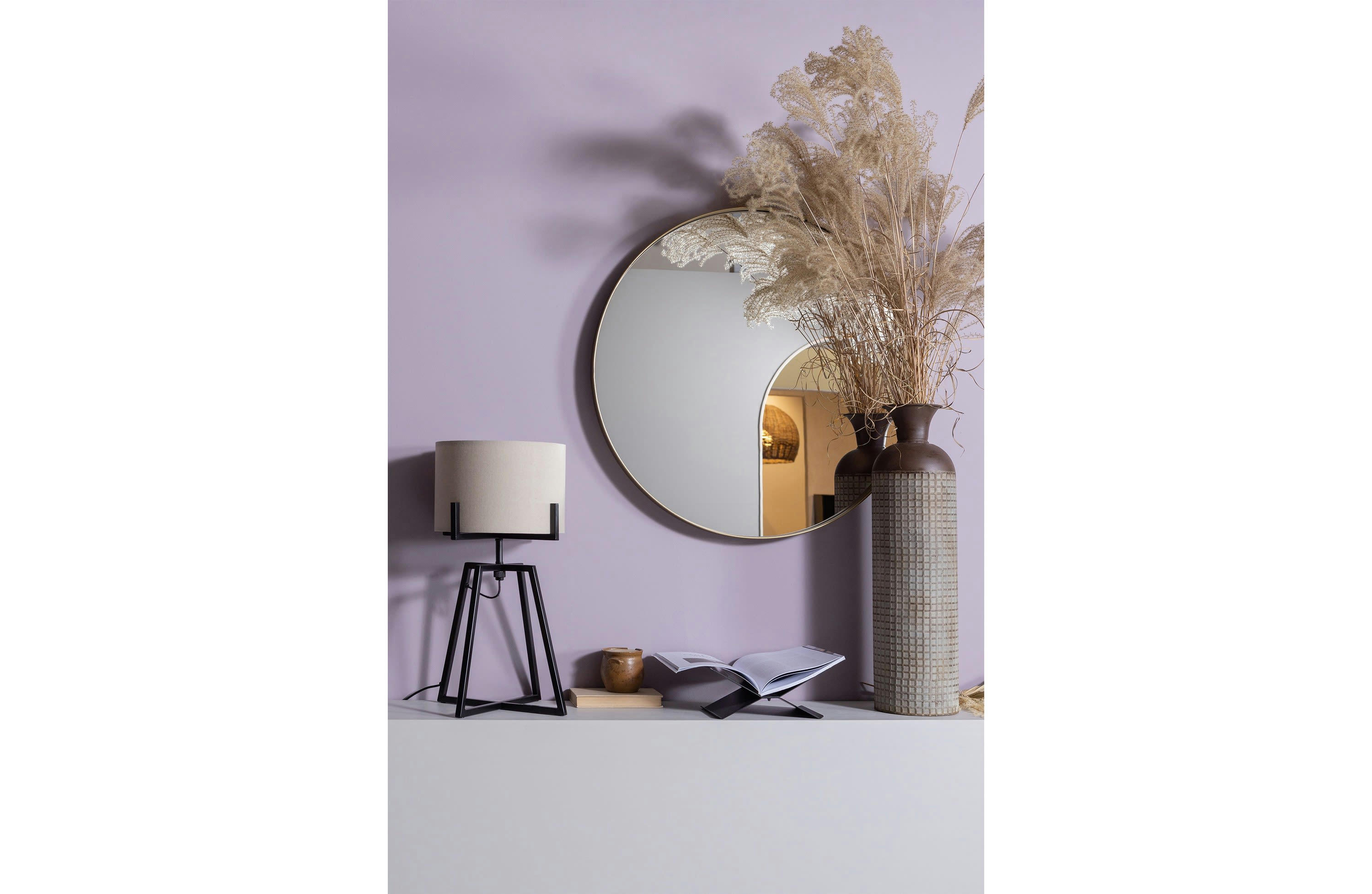 DOUTZEN - Miroir rond en métal doré D80