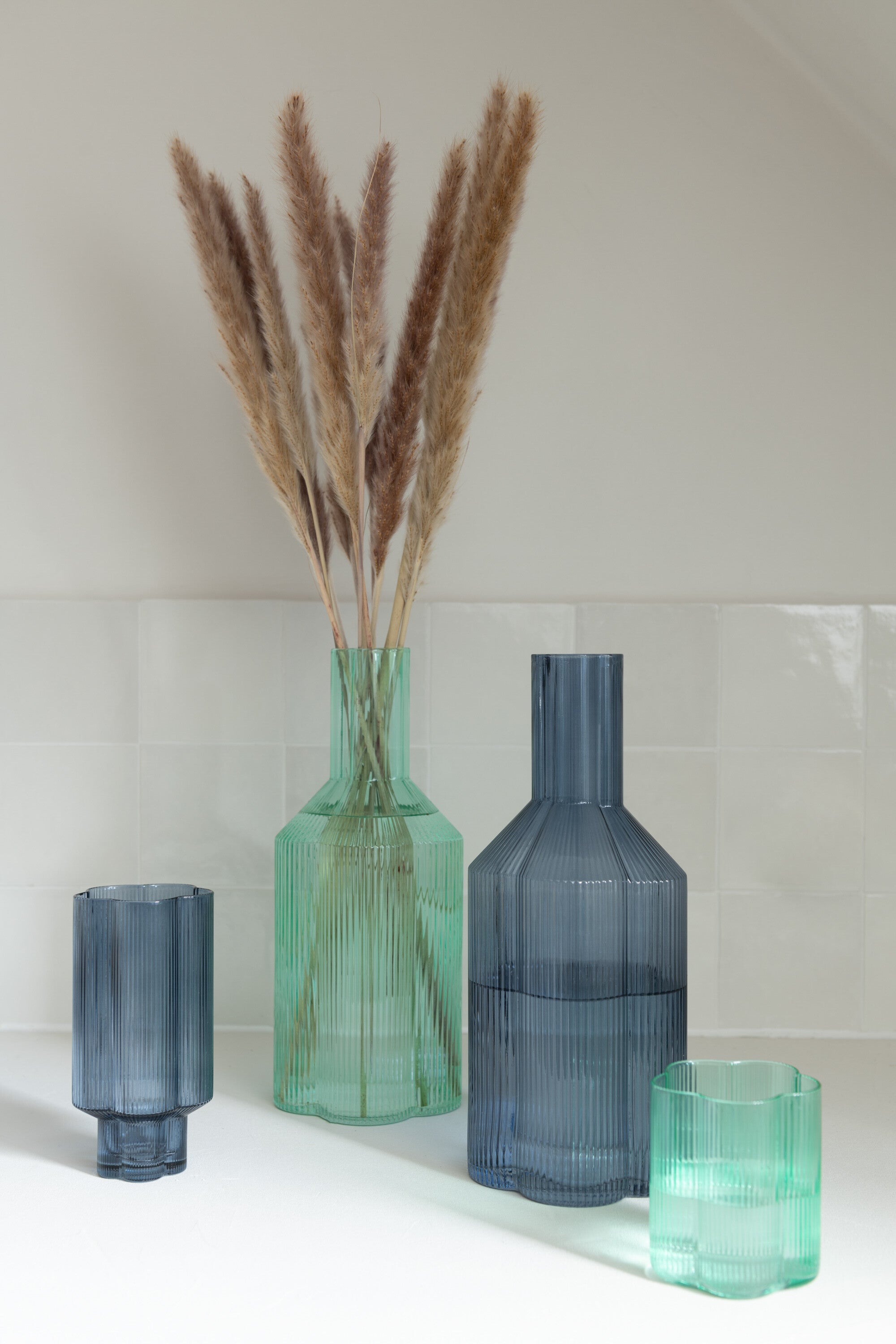 J-Line drinkglas Fiore - glas - aqua - 12 stuks