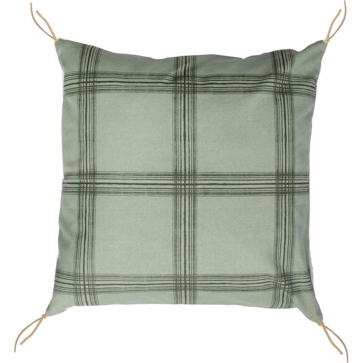 MADRAS - Housse de coussin coton  50x50 vert lichen