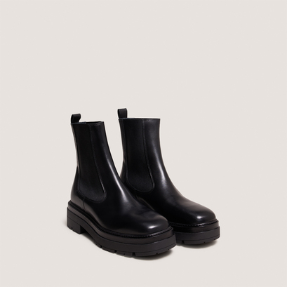 Bottines à plateformesen cuir noir | PICUS