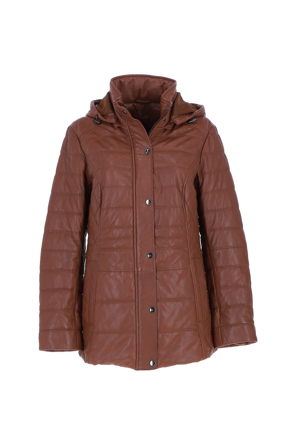 Ashwood Leather Walbusch' Genuine Leather Quilted Hooded Jacket