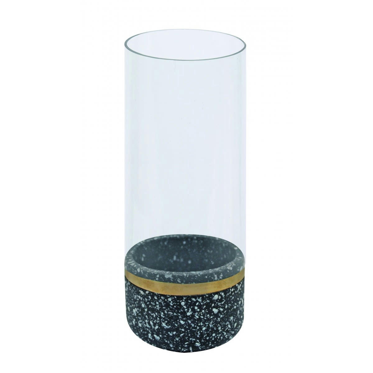 MUZZ - Photophore en verre et terrazzo noir