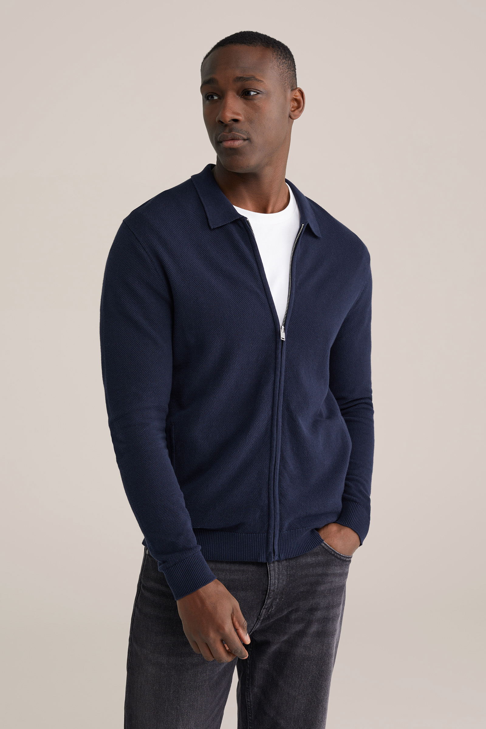 Heren regular fit vest met structuur