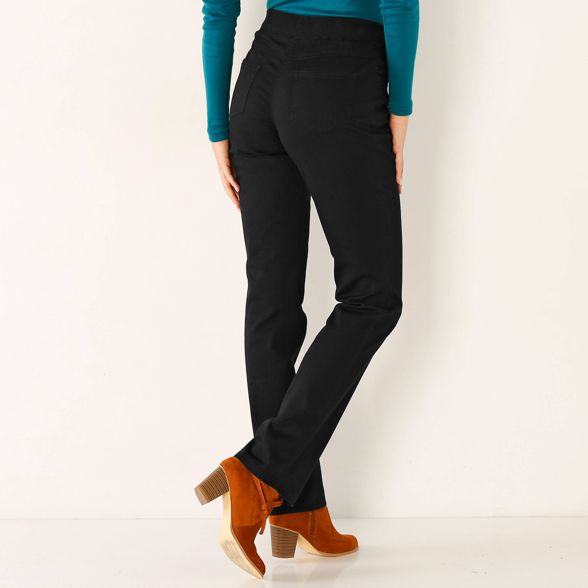 Pantalon droit "ultra confort" taille élastiquée