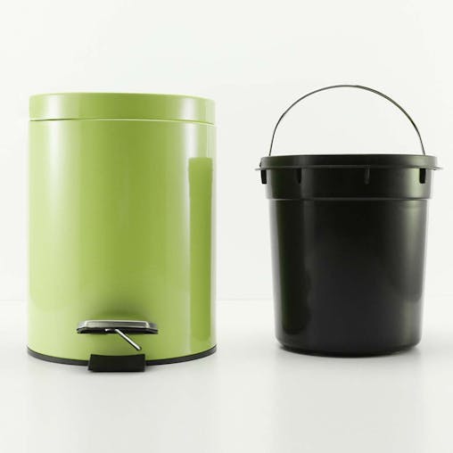 SOGA 4X Stainless Steel Foot Pedal Bin Round Green 7L