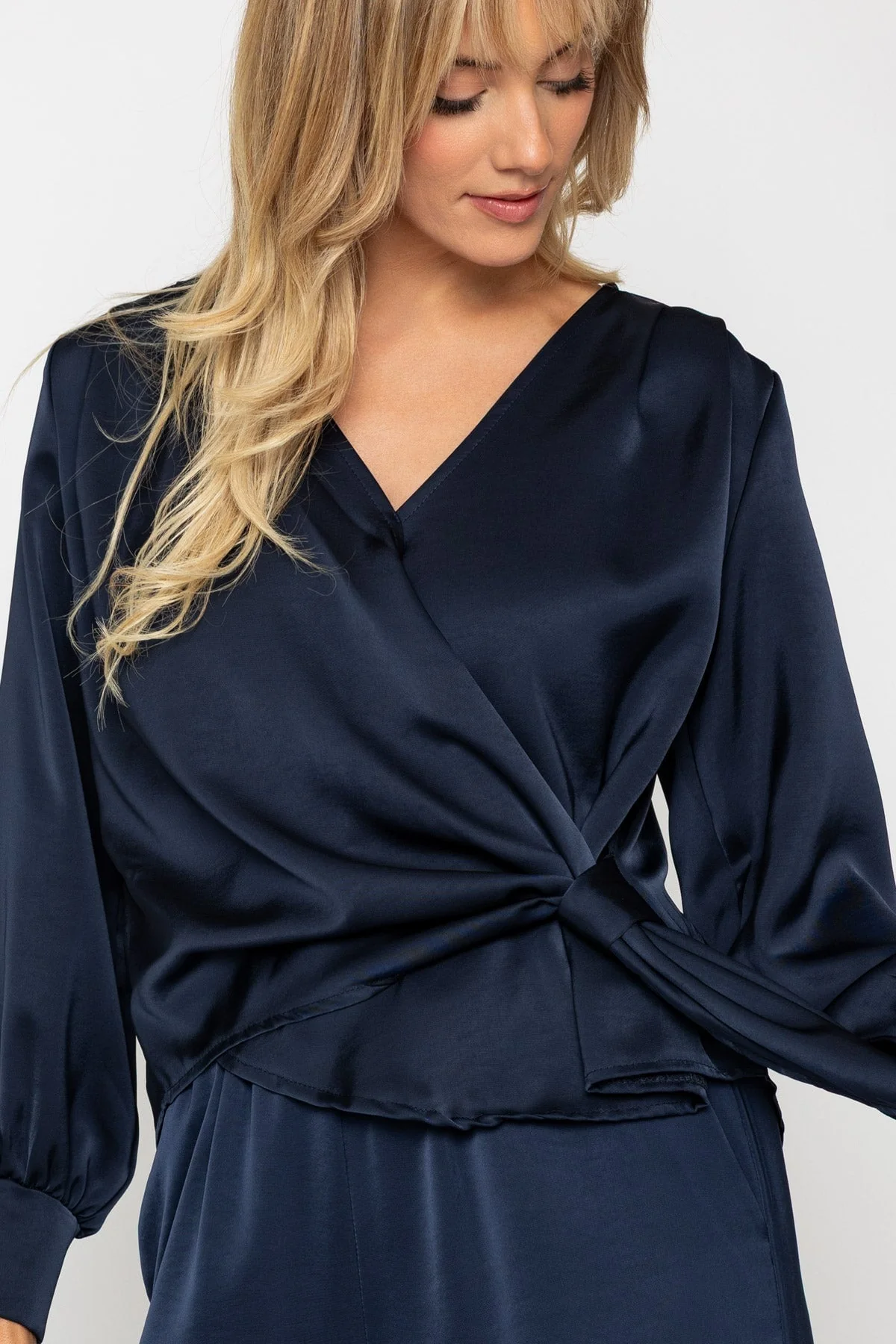Navy Heavy Sateen Blouse